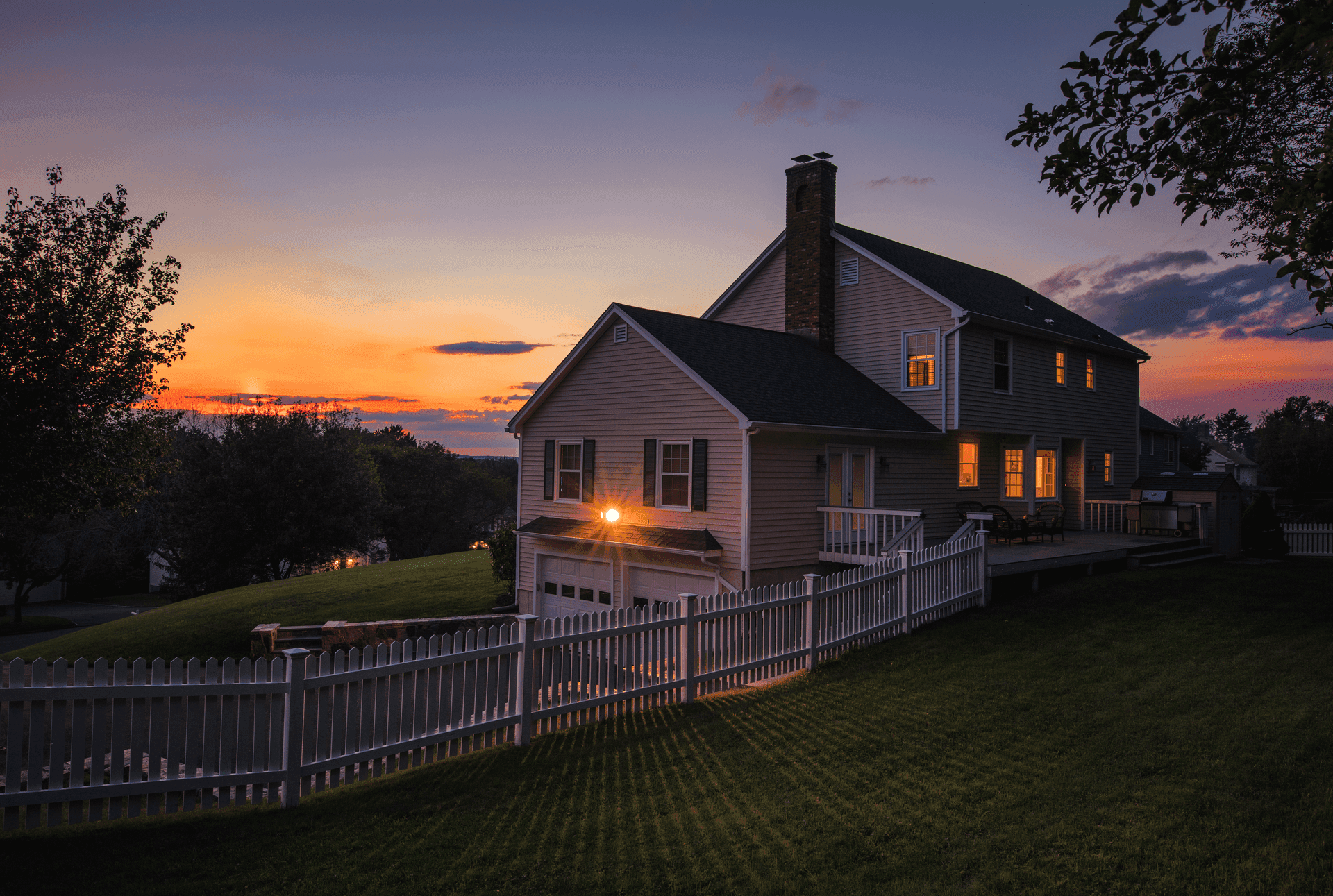 Connecticut Home at Sunset